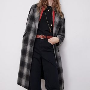 Zara Manteco Plaid Wool Coat